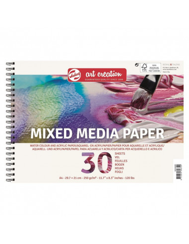BLOCK FOR MIXED MEDIA - 21x29.7cm (A4) - 250gr - 30 SHEETS - ART CREATION