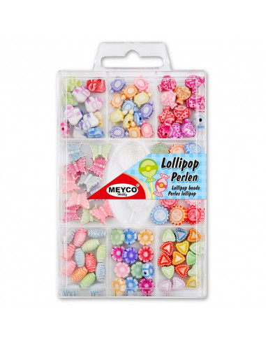 LOLLIPOP BEADS WITH ELASTIC CORD - MIX - 17gr - MEYCO