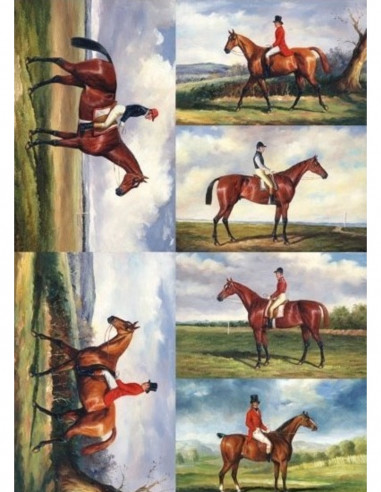 RICE PAPER - HORSES & HORSEMEN - 35x50cm - CALAMBOUR