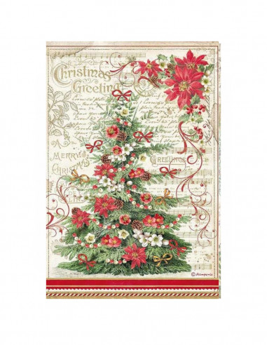 RICE PAPER - CHRISTMAS GREETINGS TREE - 21x29.7cm (A4) - STAMPERIA