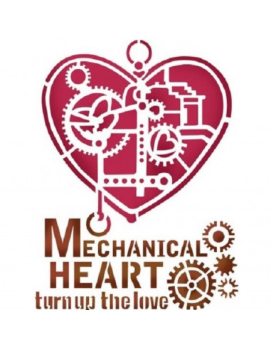 STENCIL- MECHANICAL HEART - 20x15cm - STAMPERIA