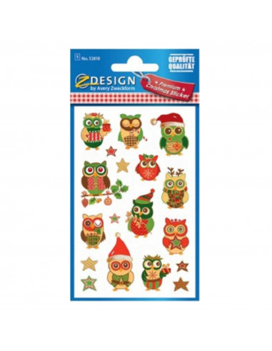 SELF-ADHESIVE STICKERS - CHRISTMAS OWLS - AVERY
