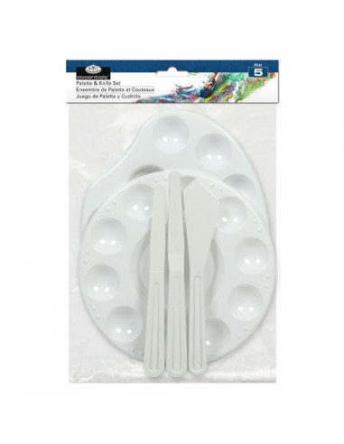 PLASTIC PALETTES & SPATULAS - 5pcs - Royal & Langnickel