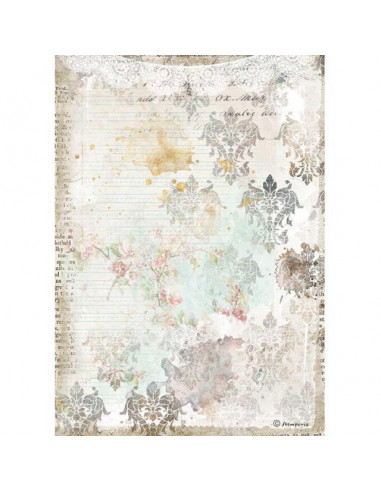 RICE PAPER - ROMANTIC JOURNAL TEXTURE WITH LACE - 21x29.7cm (A4) - STAMPERIA