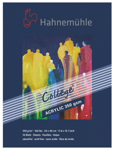 BLOCK FOR ACRYLIC - 30x40cm - 350gr - 10 SHEETS - HAHNEMUHLE