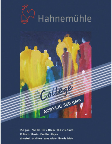 BLOCK FOR ACRYLIC - 36x48cm - 350gr - 10 SHEETS - HAHNEMUHLE