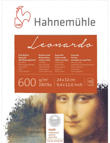 HANDMADE BLOCK - 36x48cm - 600gr - 10 SHEETS - HAHNEMUHLE