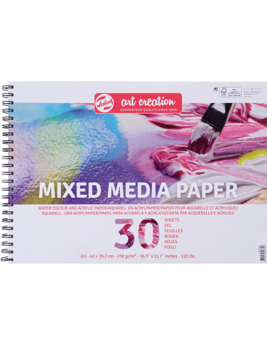 BLOCK FOR MIXED MEDIA - 29.7x42cm (A3) - 250gr - 30 SHEETS - ART CREATION