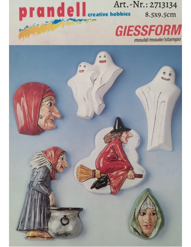PLASTIC MOLD - WITCHES & GHOSTS - 8.5x9.5cm - KNORR PRANDELL