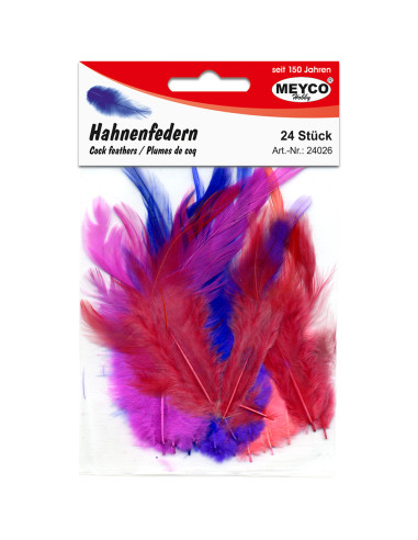 MIX ROOSTER FEATHERS - 24pcs - 10/12cm - MEYCO