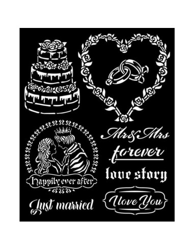 STENCIL- SLEEPING BEAUTY JUST MARRIED - 20x25cm - STAMPERIA