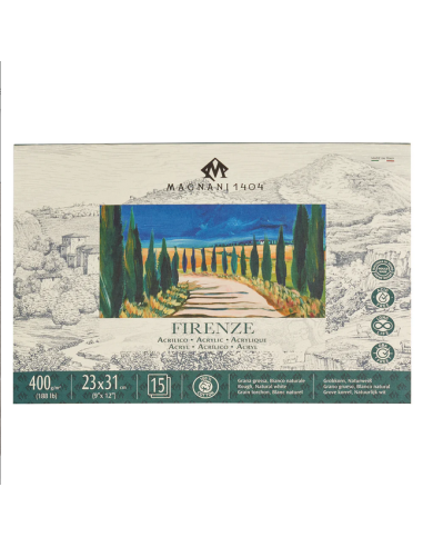 BLOCK FOR ACRYLIC FIRENZE - 31x41cm - 400gr - 15 SHEETS - MAGNANI