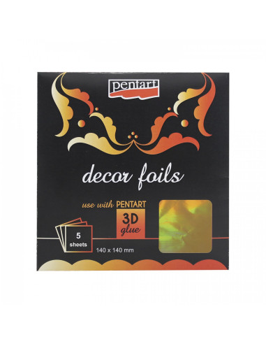 DECOR FOILS - HOLOGRAM GOLD - 14x14cm - 5τμχ - PENTART