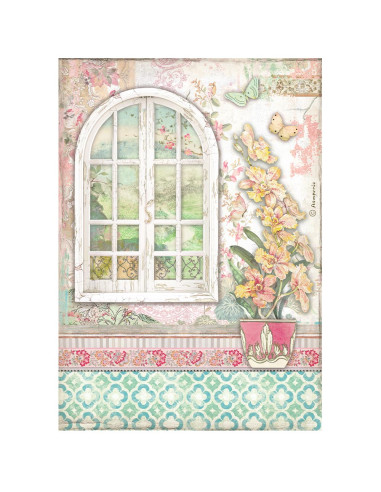 RICE PAPER - ORCHIDS & CATS WINDOW - 21x29.7cm (Α4) - STAMPERIA