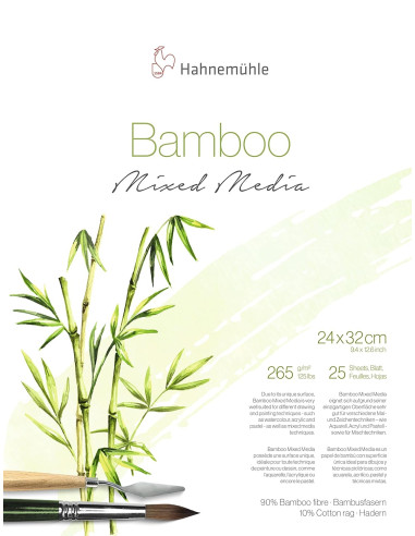 BLOCK FOR MIXED MEDIA - "BAMBOO" - 24x32cm - 265gr - 25 SHEETS - HAHNEMUHLE