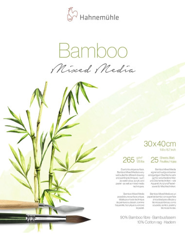 BLOCK FOR MIXED MEDIA - "BAMBOO" - 30x40cm - 265gr - 25 SHEETS- HAHNEMUHLE