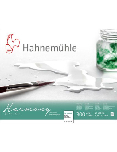 WATERCOLOUR BLOCK - "HARMONY" - HOT PRESSED - 24x30cm - 300gr - 12 SHEETS - HAHNEMUHLE