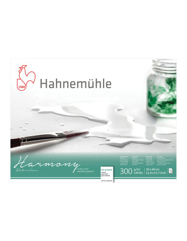 WATERCOLOUR BLOCK - "HARMONY" - HOT PRESSED - 30x40cm - 300gr - 12 SHEETS - HAHNEMUHLE
