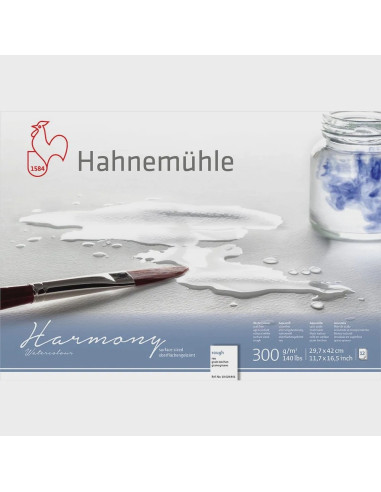 WATERCOLOUR BLOCK - "HARMONY" - 4SIDE GLUED - COLD PRESSED - ROUGH - 29.7x42cm - 300gr - 12 SHEETS - HAHNEMUHLE