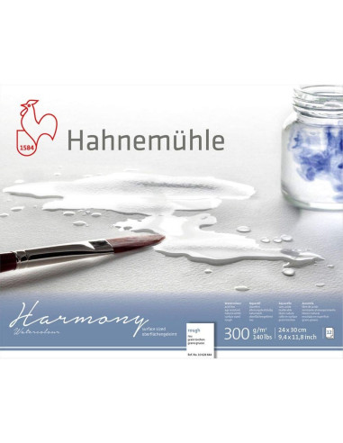WATERCOLOUR BLOCK - "HARMONY" - COLD PRESSED - ROUGH - 24x30cm - 300gr - 12 SHEETS - HAHNEMUHLE