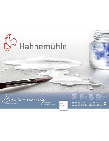 WATERCOLOUR BLOCK - "HARMONY" - COLD PRESSED - ROUGH - 30x40cm - 300gr - 12 SHEETS - HAHNEMUHLE