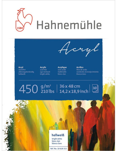 BLOCK FOR ACRYLIC - 36x48cm - 450gr - 10 SHEETS - HAHNEMUHLE