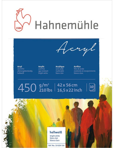 BLOCK FOR ACRYLIC - 42x56cm - 450gr - 10 SHEETS - HAHNEMUHLE