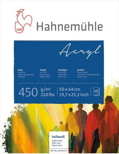 BLOCK FOR ACRYLIC - 50x65cm - 450gr - 10 SHEETS - HAHNEMUHLE