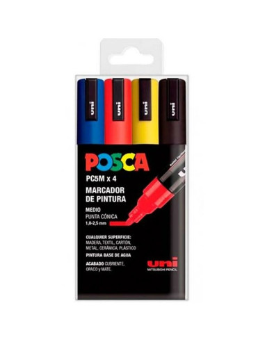 POSCA SET - 4pcs - BASIC COLORS - 5M (1.8 - 2.5mm) - UNI - BALL