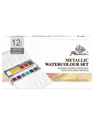 WATERCOLOR SET - 12 METALLIC COLORS - PHOENIX