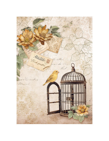 RICE PAPER - GOLDEN HARMONY CAGE - 21x29.7cm (Α4) - STAMPERIA