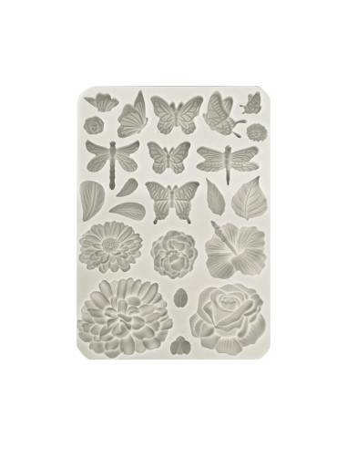 SILICONE MOLD - CREATE HAPINESS SECRET DIARY BUTTERFLIES & FLOWERS - A5 - STAMPERIA