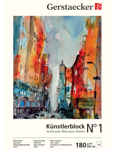 BLOCK FOR MIXED MEDIA - 14.8x21cm (A5) - 180gr - 20 SHEETS - GERSTAECKER